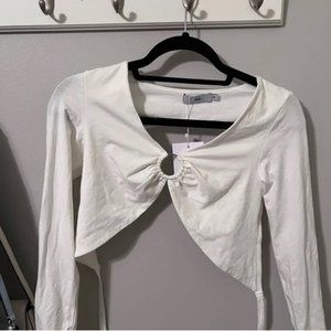 ADIKA WHITE TOP LONG SLEEVE OPEN BACK - SIZE XS